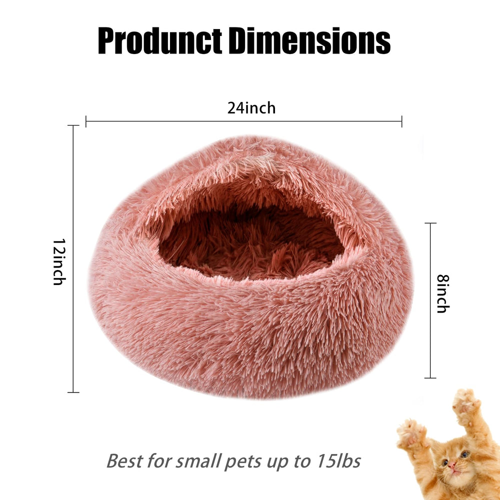 FORMYCATIE cat bed leather pink soft plush rim creates cushioned surround for warmth.