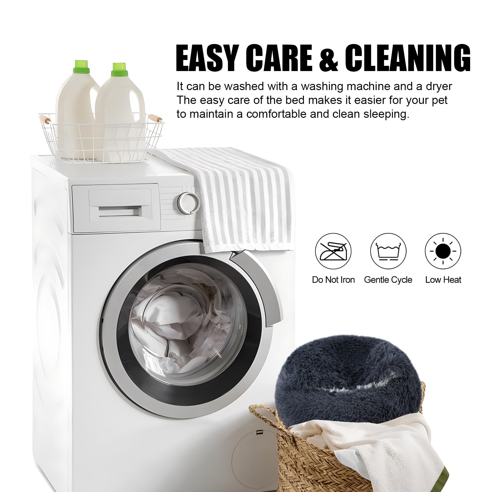 FORMYCATIE washable bed with dryer-safe fabric for easy cleaning