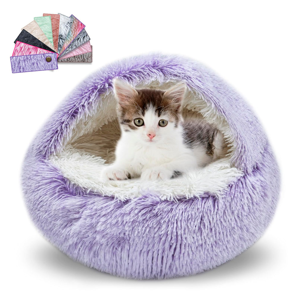 FORMYCATIE cat bed with cover cave plush nest design for cozy security.