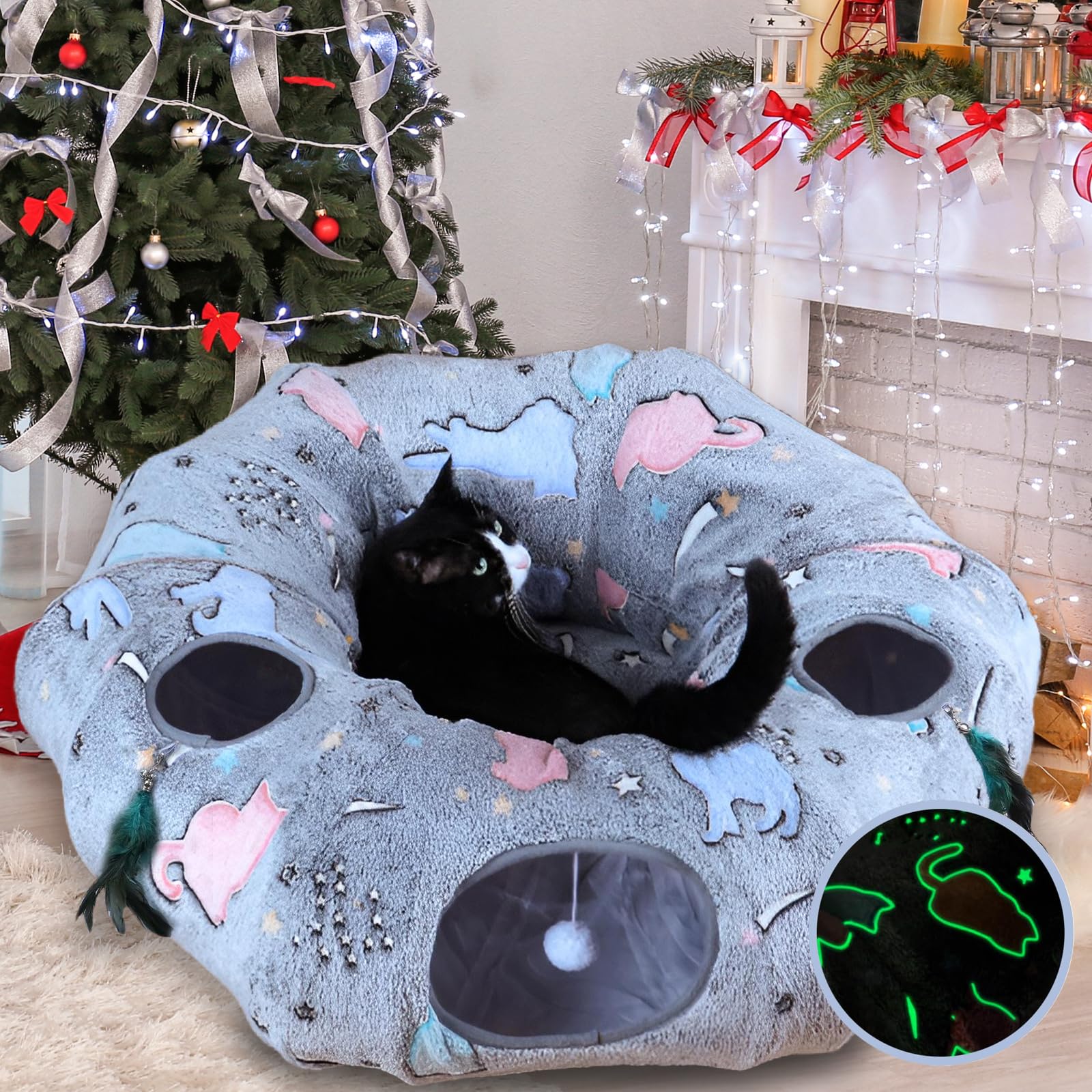 FORMYCATIE Cat Tunnel Bed collapsible structure for easy storage and play.