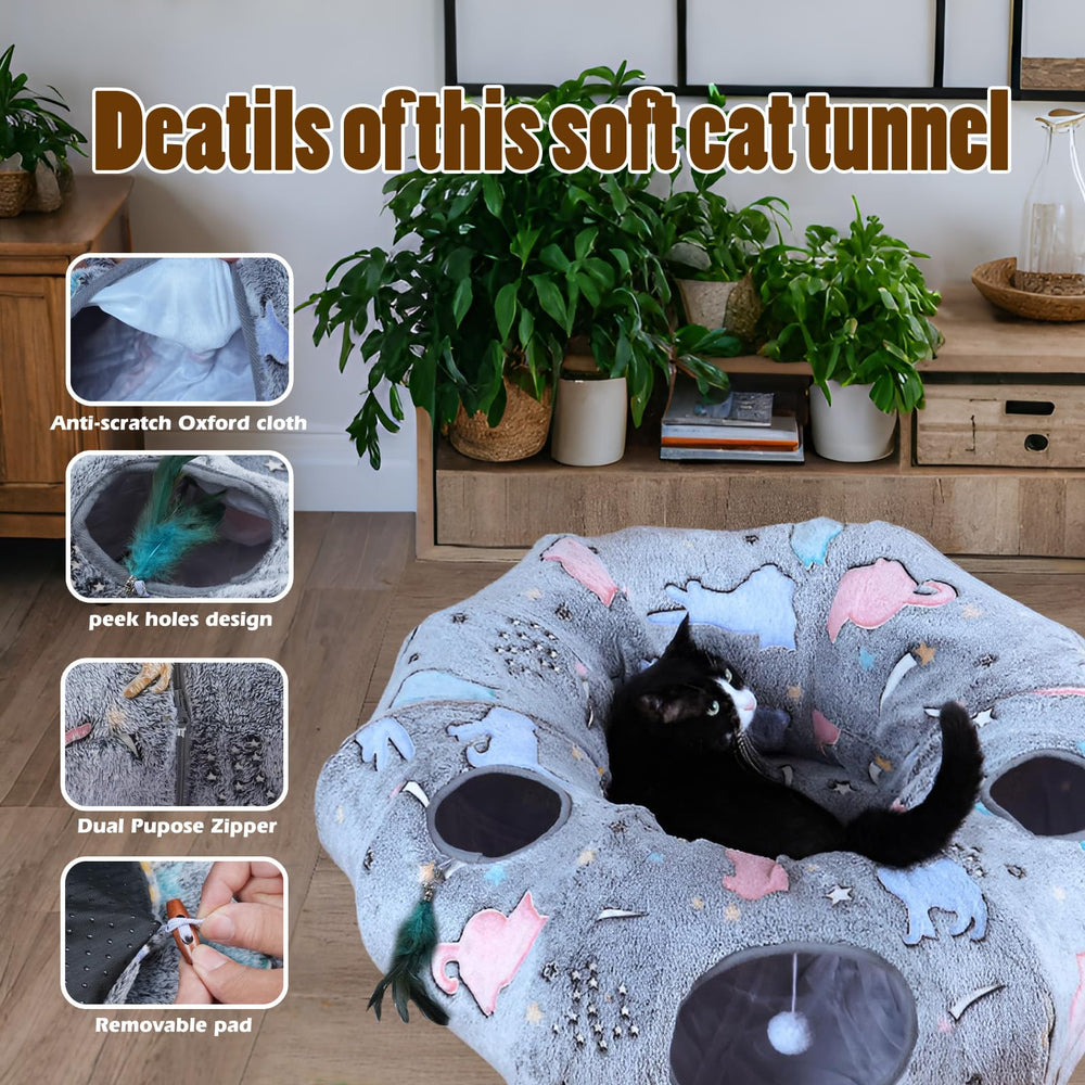 FORMYCATIE Cat Tunnel Bed easy-clean fabric for quick maintenance with a damp cloth.