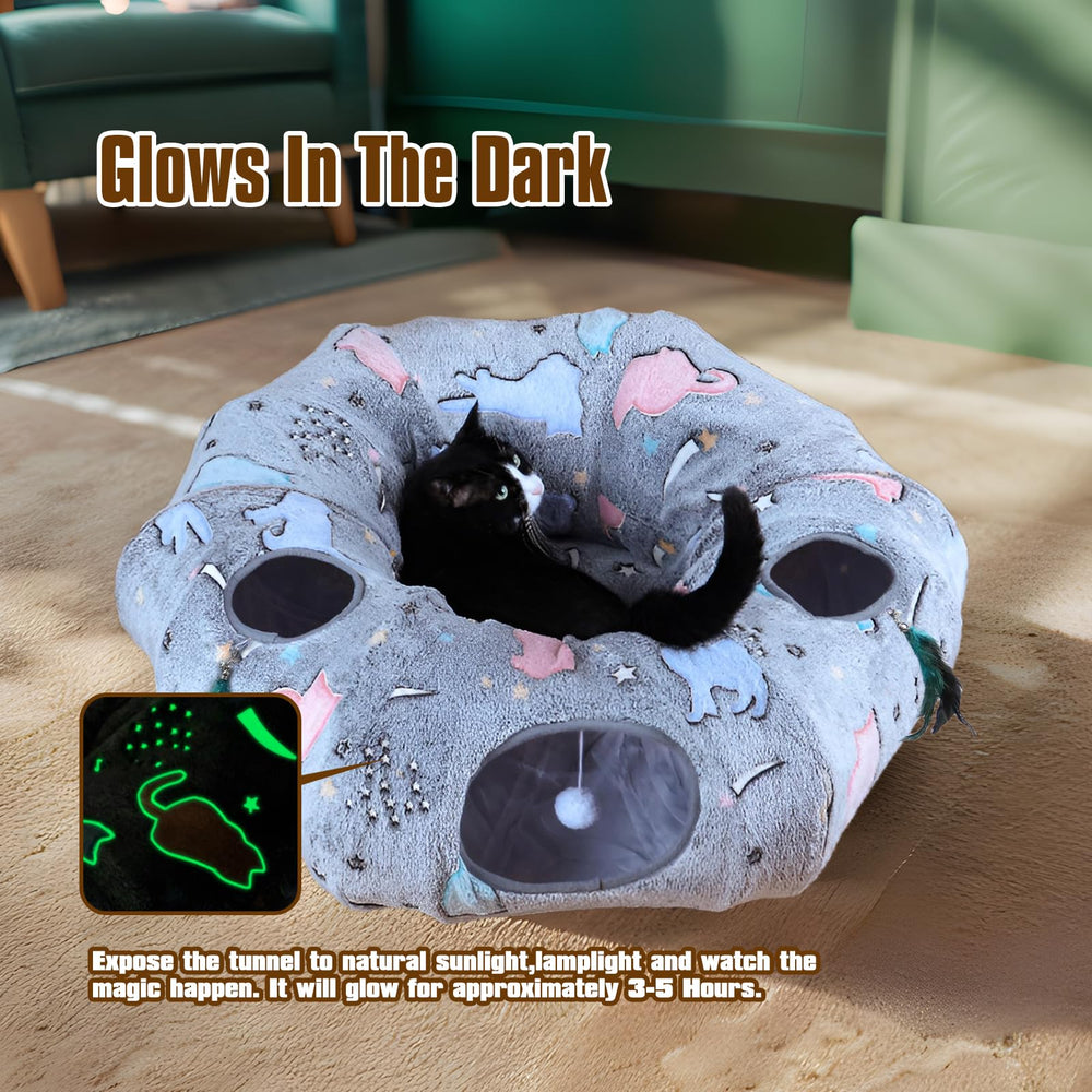 FORMYCATIE Cat Tunnel Bed peek holes enable interactive multi-cat playtime.
