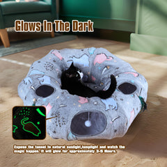 FORMYCATIE Cat Tunnel Bed peek holes enable interactive multi-cat playtime.