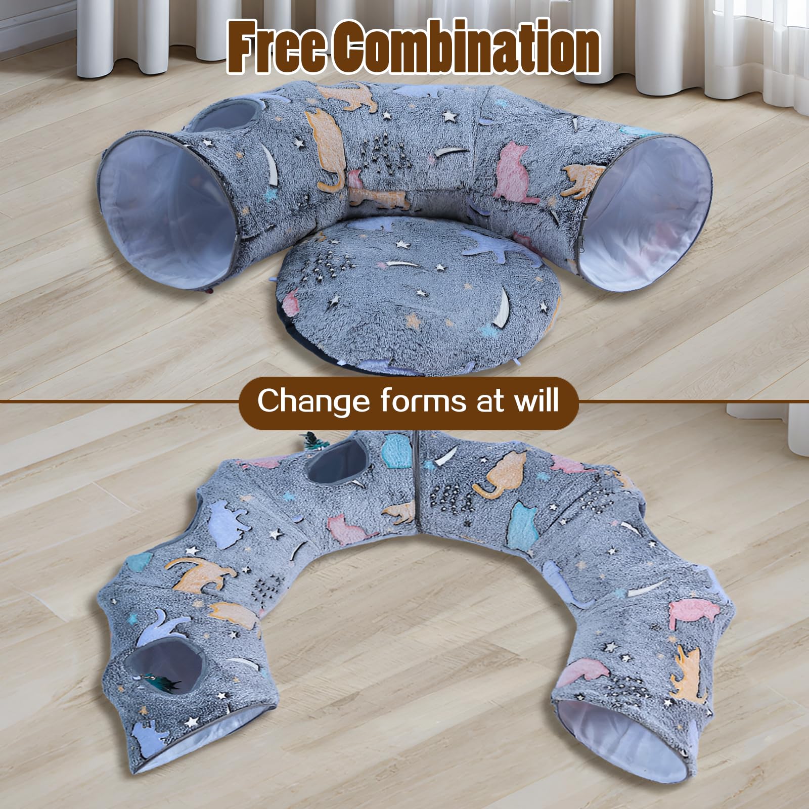 FORMYCATIE Cat Tunnel Bed zipper separation enables flexible shapes and layouts.