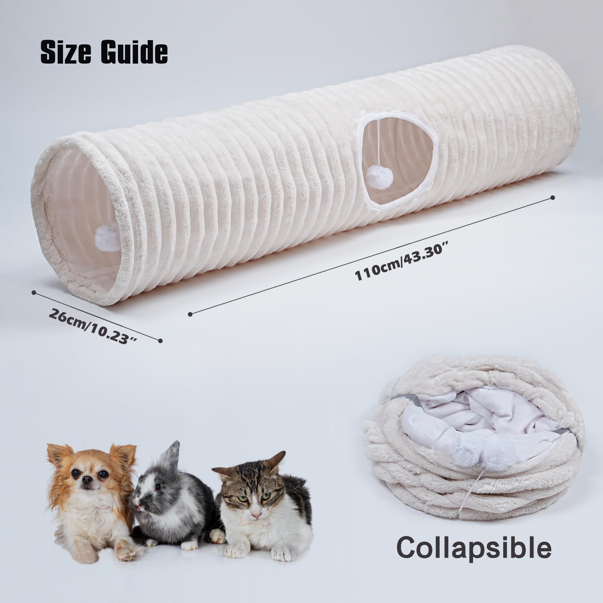 FORMYCATIE Cat Tunnel with hanging balls at entrances boosts batting and chasing games.