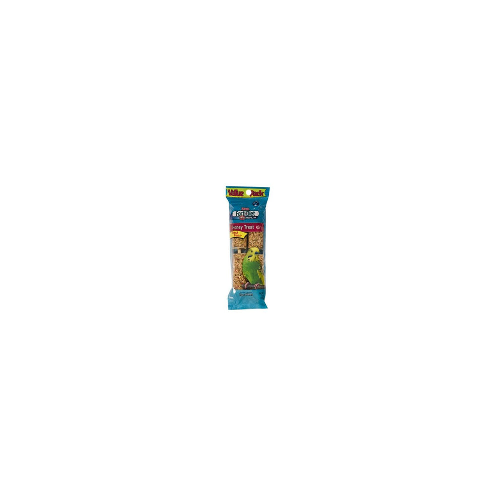 Forti-Diet parakeet honey-stick ready to serve, promotes interactive feeding and bonding.