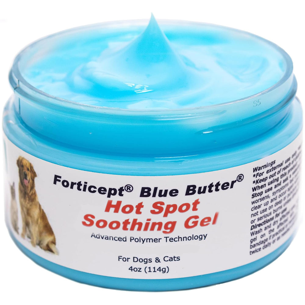 Forticept Blue Butter jar ready for pet hot spots and skin care.