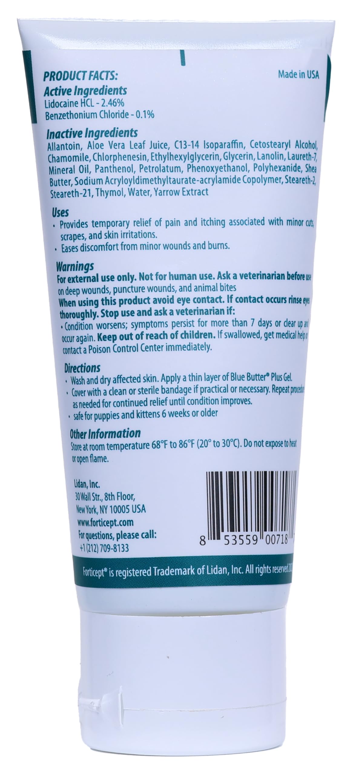 Forticept Blue Butter Plus wound care dressing shows hydrogel barrier for moist healing.