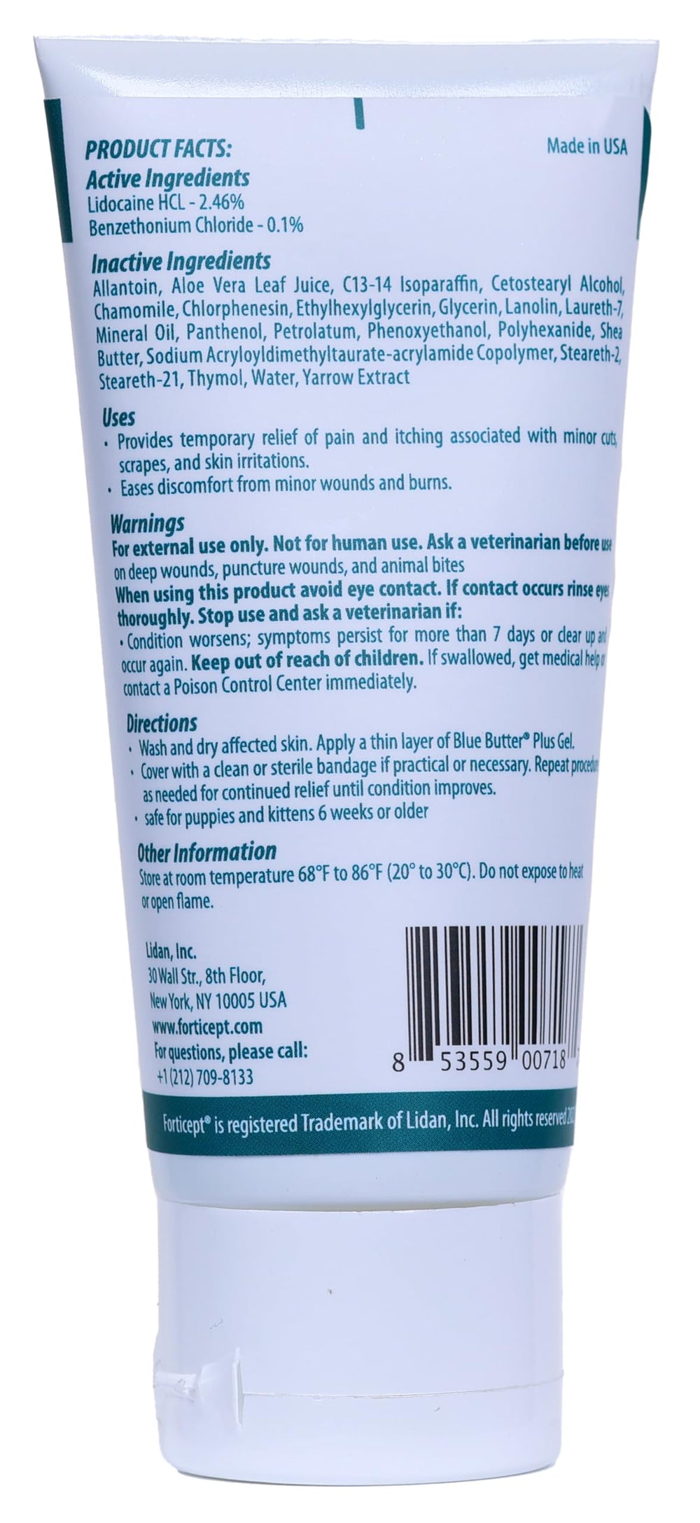 Forticept Blue Butter Plus wound care dressing shows hydrogel barrier for moist healing.