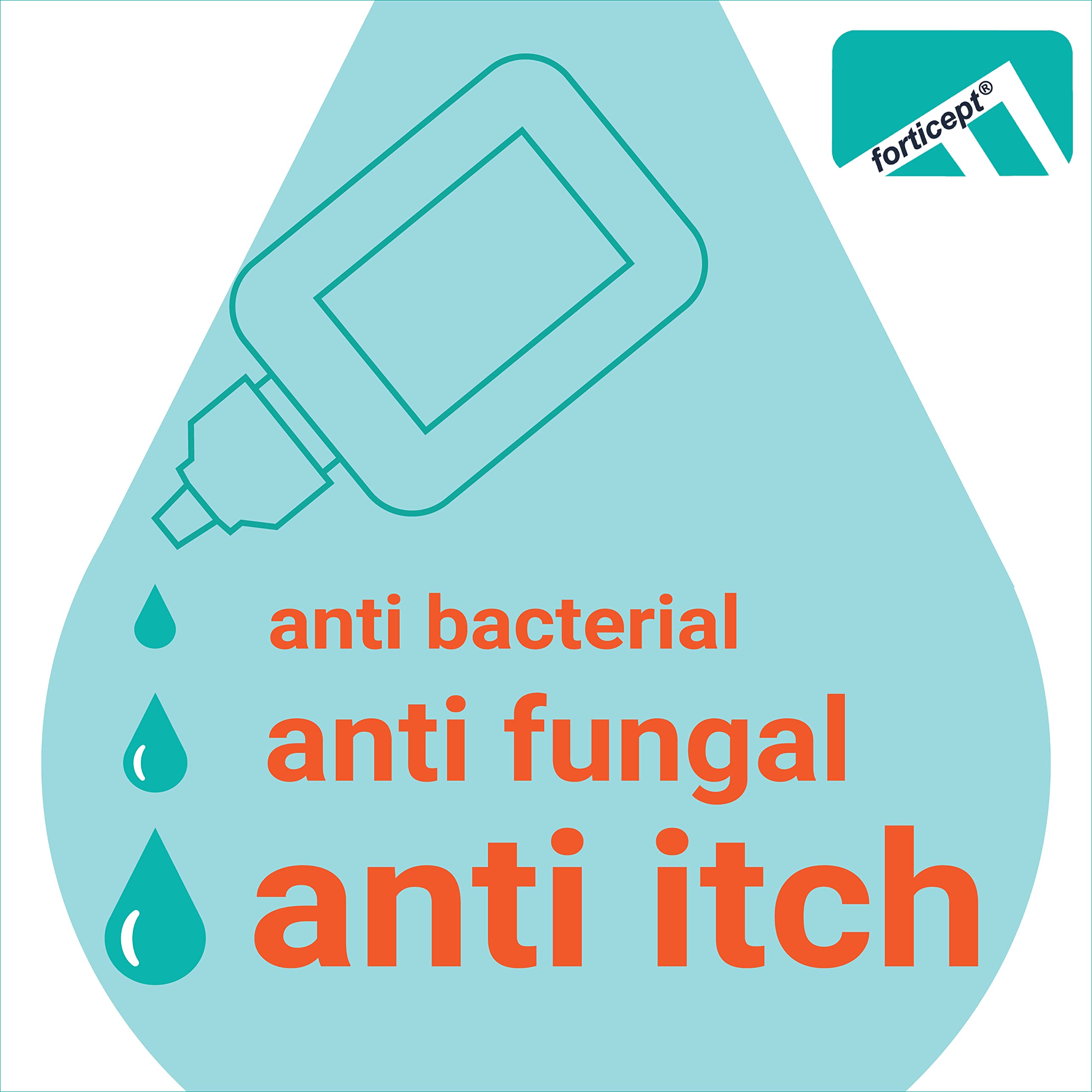 Forticept no-sting formula provides gentle care during ear treatment.