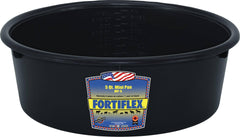 Fortiflex mini feed pan for dogs and horses, durable outdoor feeding and watering option.