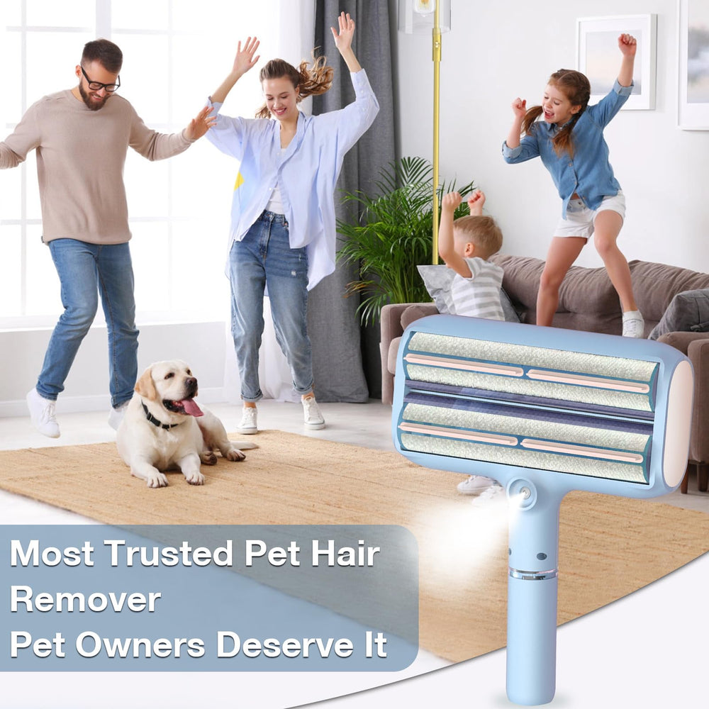 FortuneALL Pet Hair Remover with spray function in use for fur pickup