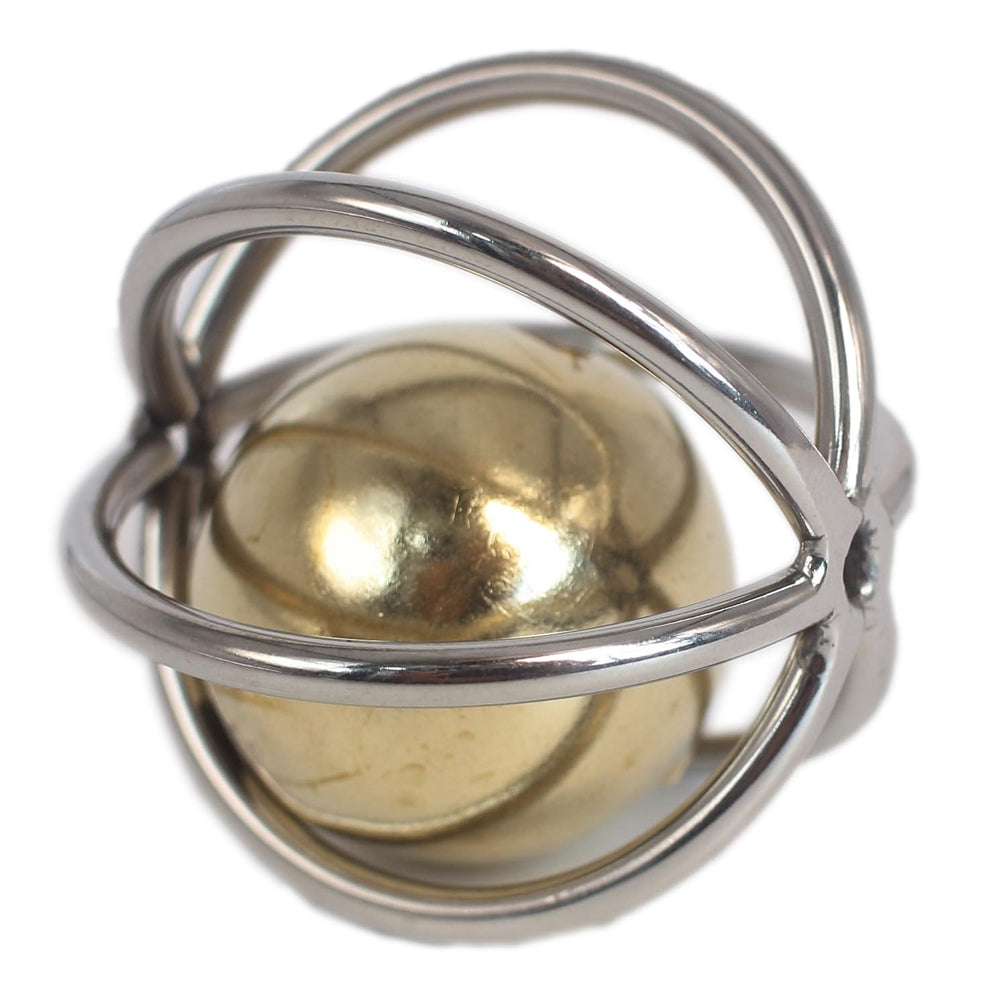 Fosrion heavy-duty stainless steel bird toy ball, ideal for large parrots' enrichment.