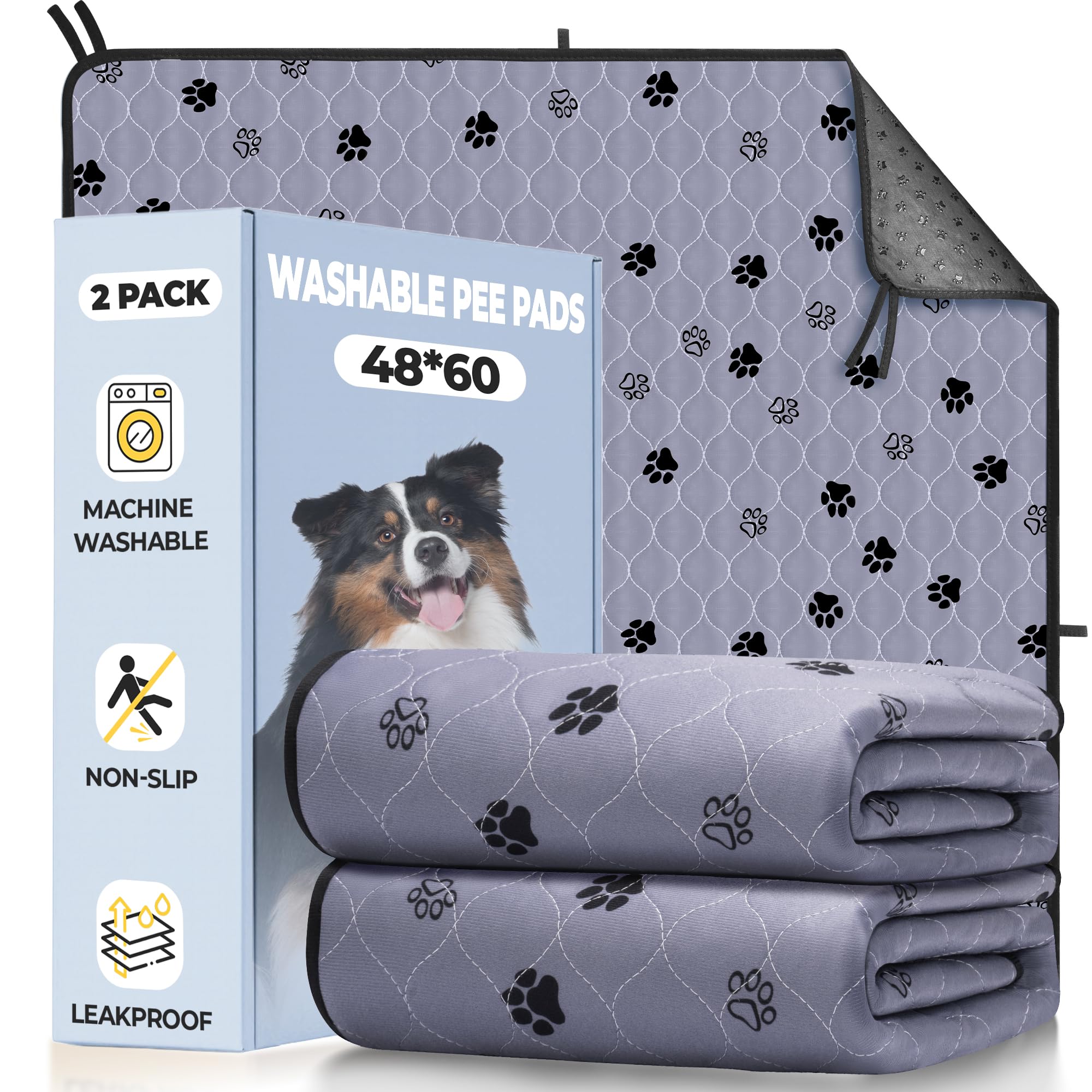 Fostanfly non-slip 48x60 pad shown in use for large-dog potty coverage.