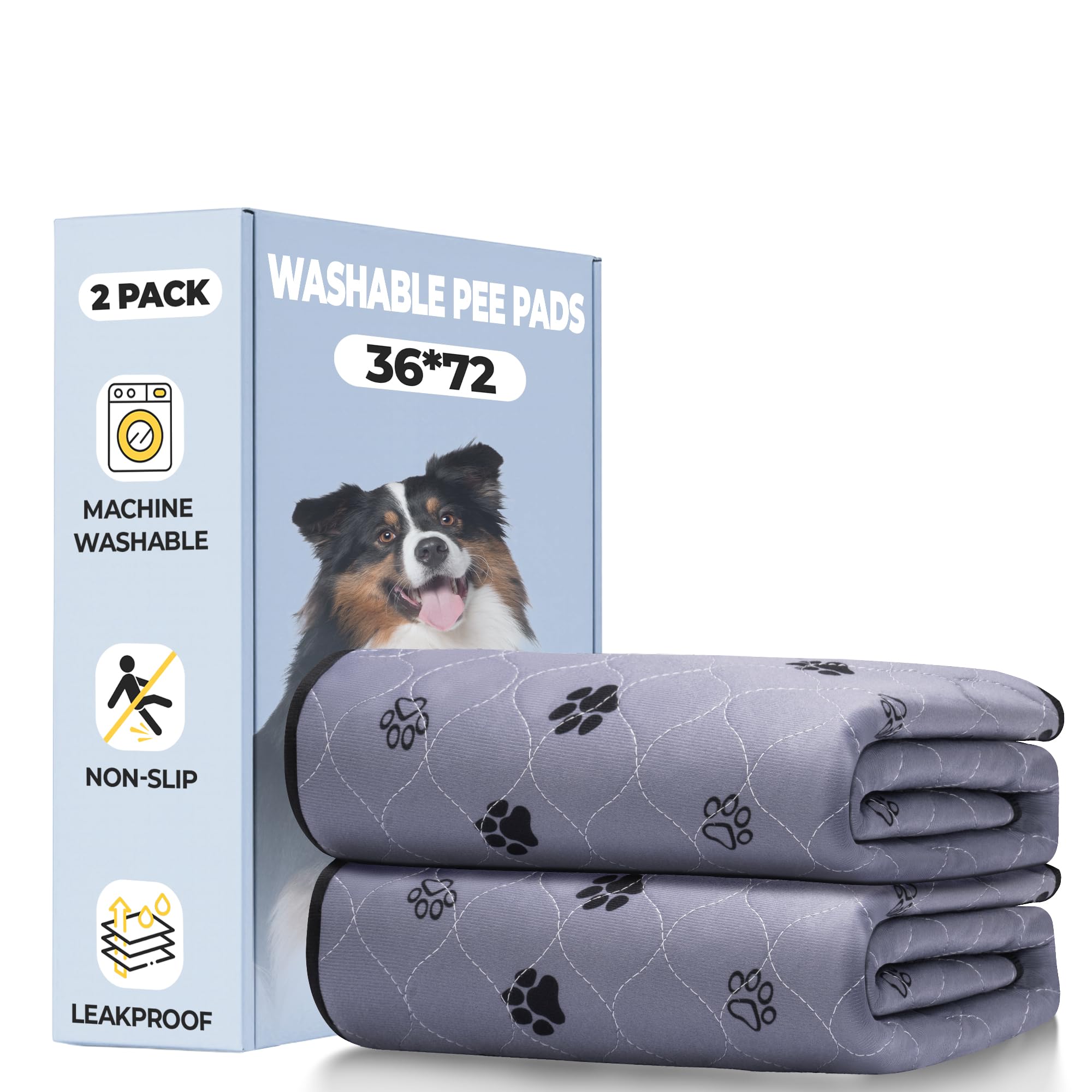 Fostanfly washable dog pee pad 2-pack laid flat for large potty area.