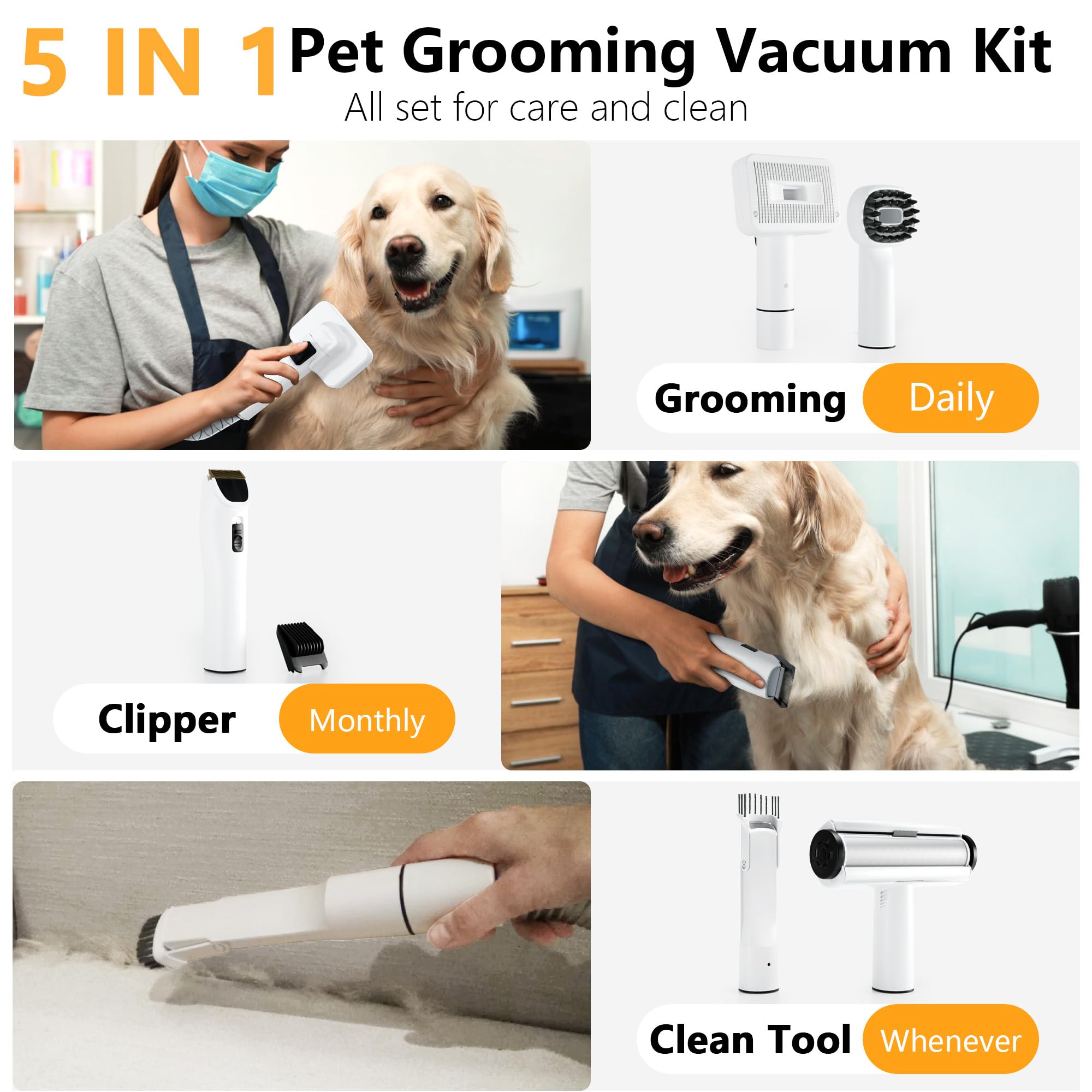FOTING 12000Pa suction demonstrates powerful pet hair removal