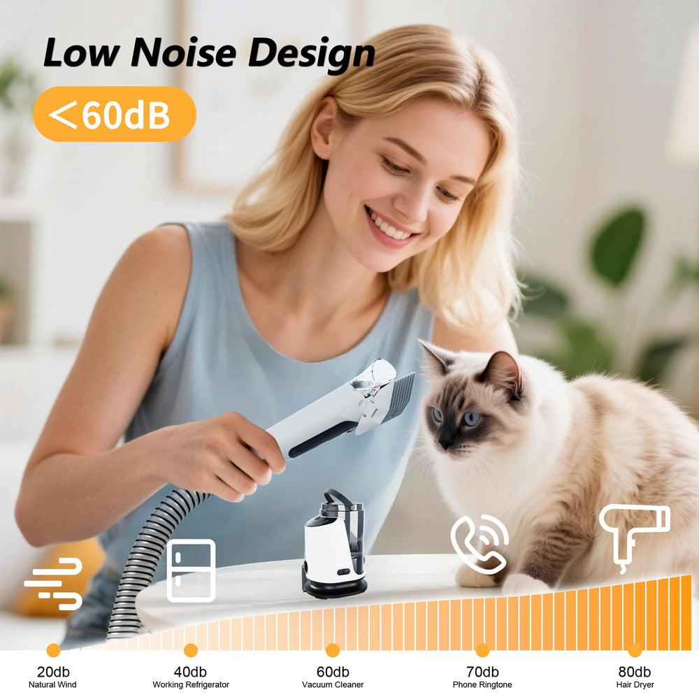 FOTING 12000Pa suction power pulls hair and debris during grooming.
