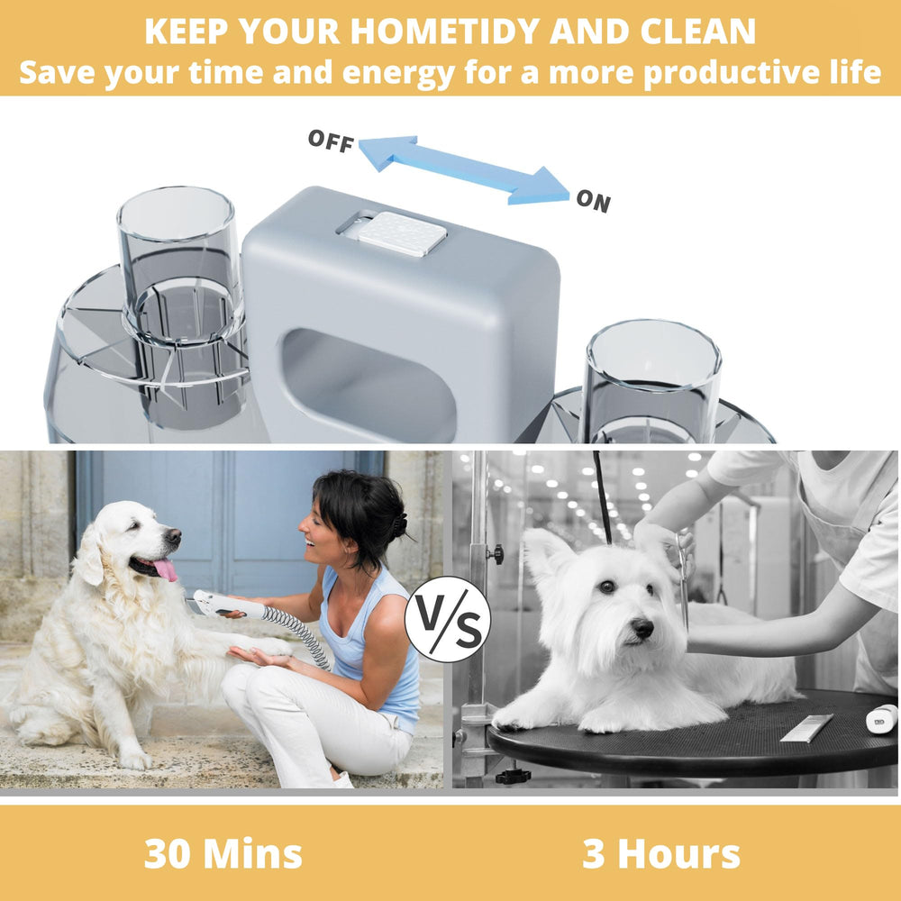 FOTING 5ft hoses in use illustrating flexible reach during home grooming.