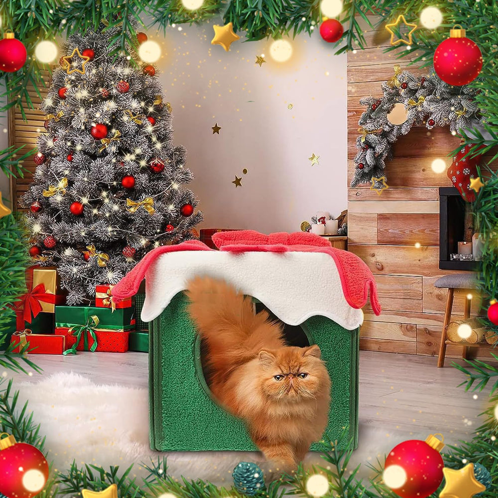 Fotneon Christmas Cat House cozy interior invites cats to curl up peacefully.