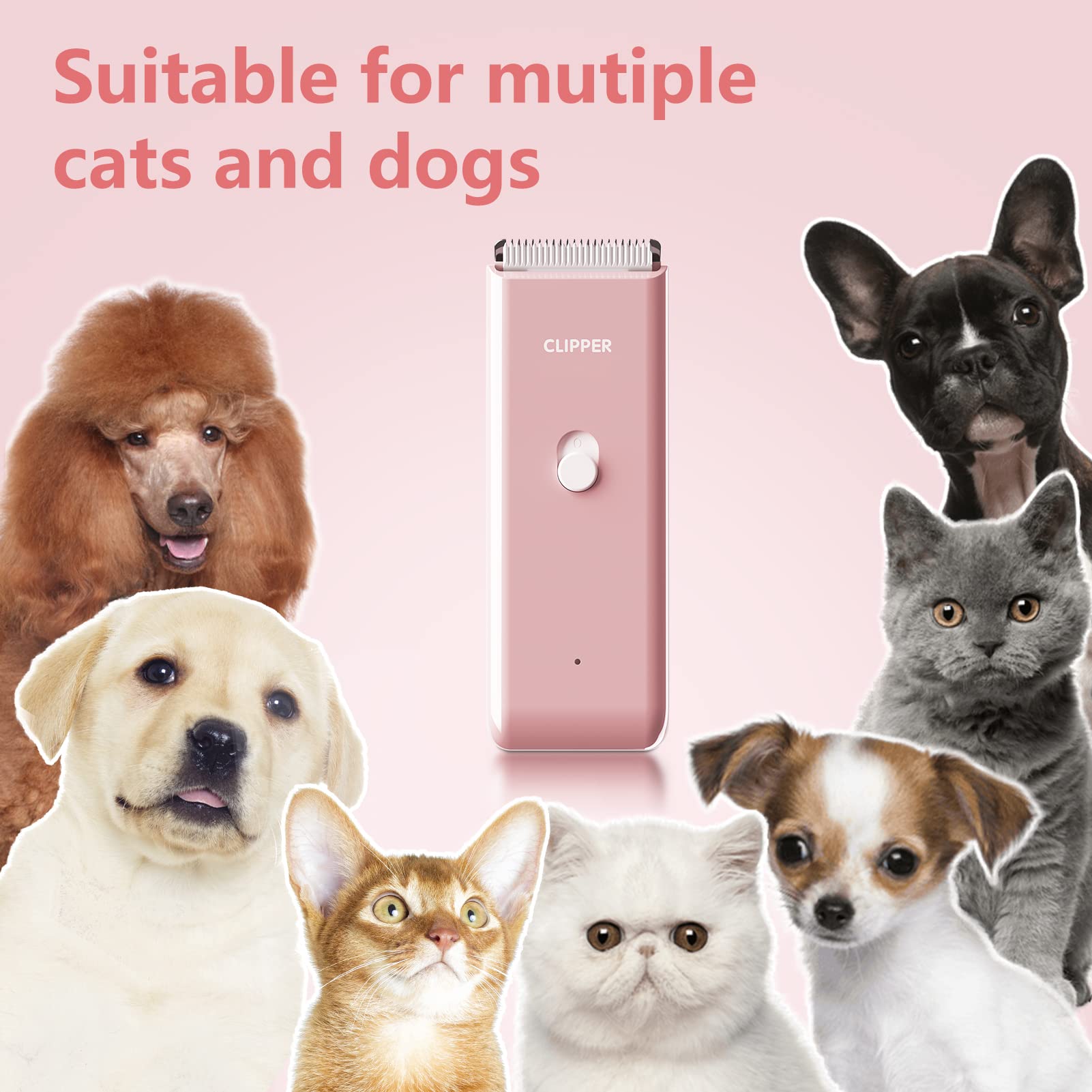 Founouly clipper wide and narrow blades provide versatile pet grooming.