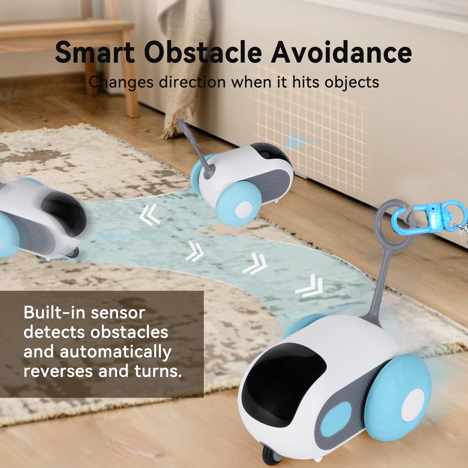 Four Angels Turbo Tail 5.0 obstacle-avoidance navigates carpets and floors smoothly.