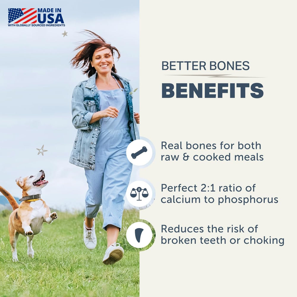 Four Leaf Rover Better Bones freeze-dried beef bone image suggests high quality protein