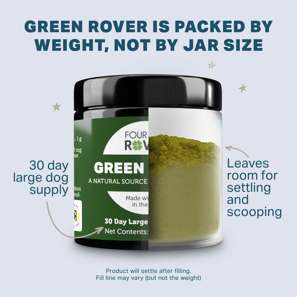 Thirty-day supply helps sustain a routine for large dogs.