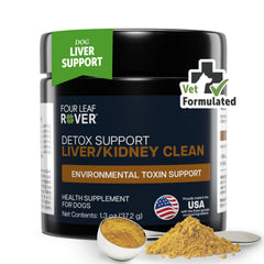 Four Leaf Rover liver-kidney clean bottle pour supporting detox pathways for dogs.