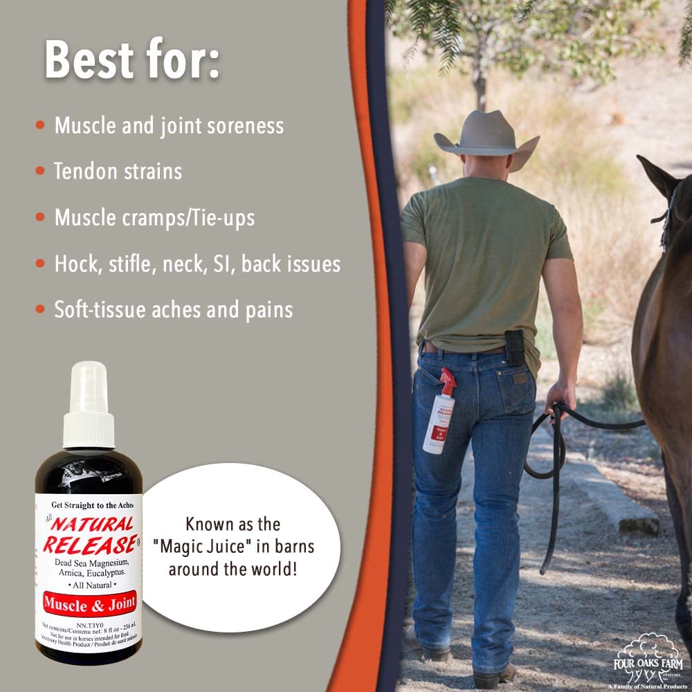Four Oaks Farm Ventures Natural Release Muscle Spray made in the USA.
