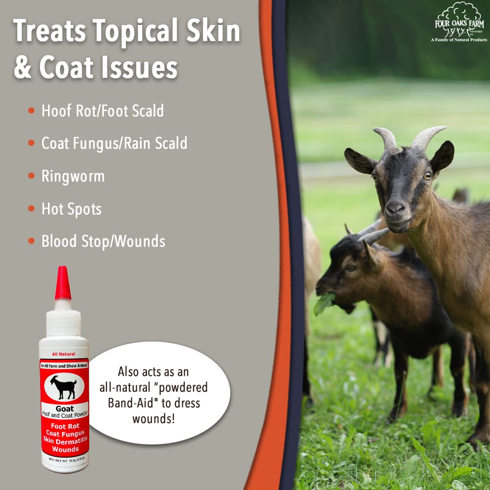 Four Oaks Goat Hoof & Coat Powder uses natural kaolin for gentle care.