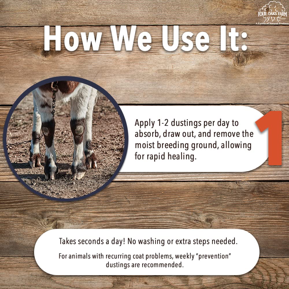 Four Oaks Goat Hoof & Coat Powder aids skin and coat health without harsh additives.