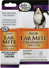 Four Paws Aloe Ear Mite Treatment bottle for quick on-contact use in cats