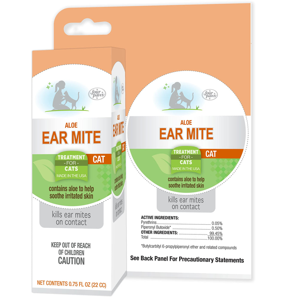 Four Paws Healthy Promise Aloe Ear Mite Remedy bottle front for fast relief