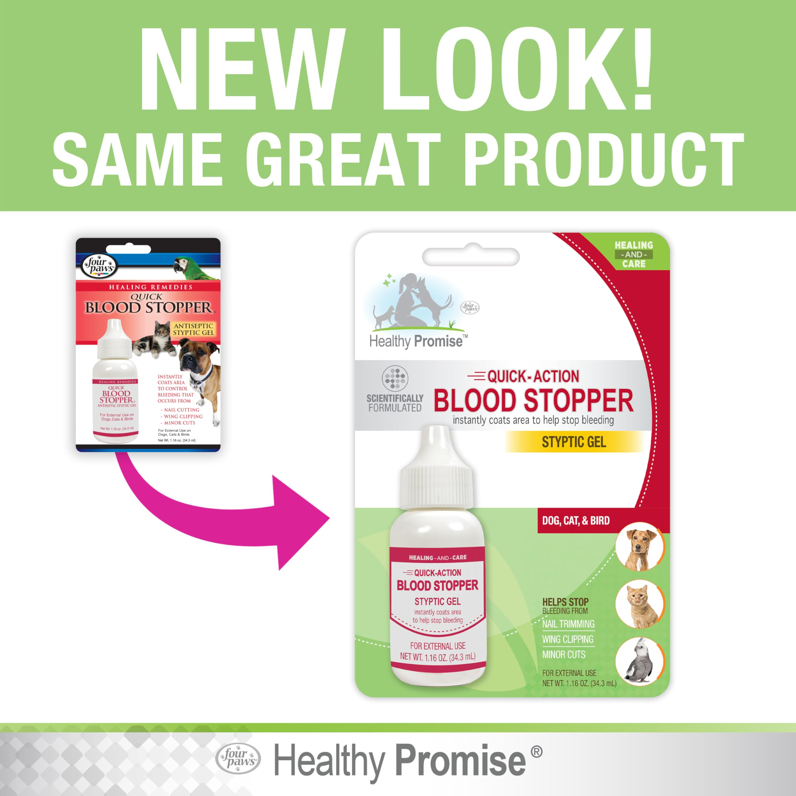 Four Paws Blood Stopper gel coats skin with a protective layer to stop bleeding