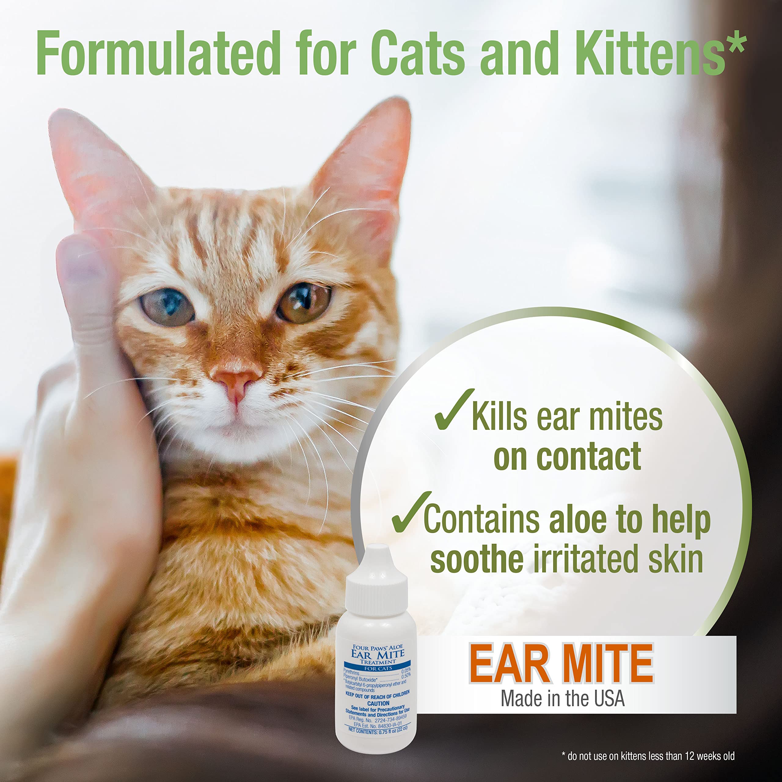 Four Paws Healthy Promise Aloe Ear Mite Remedy cap close image highlights easy administration