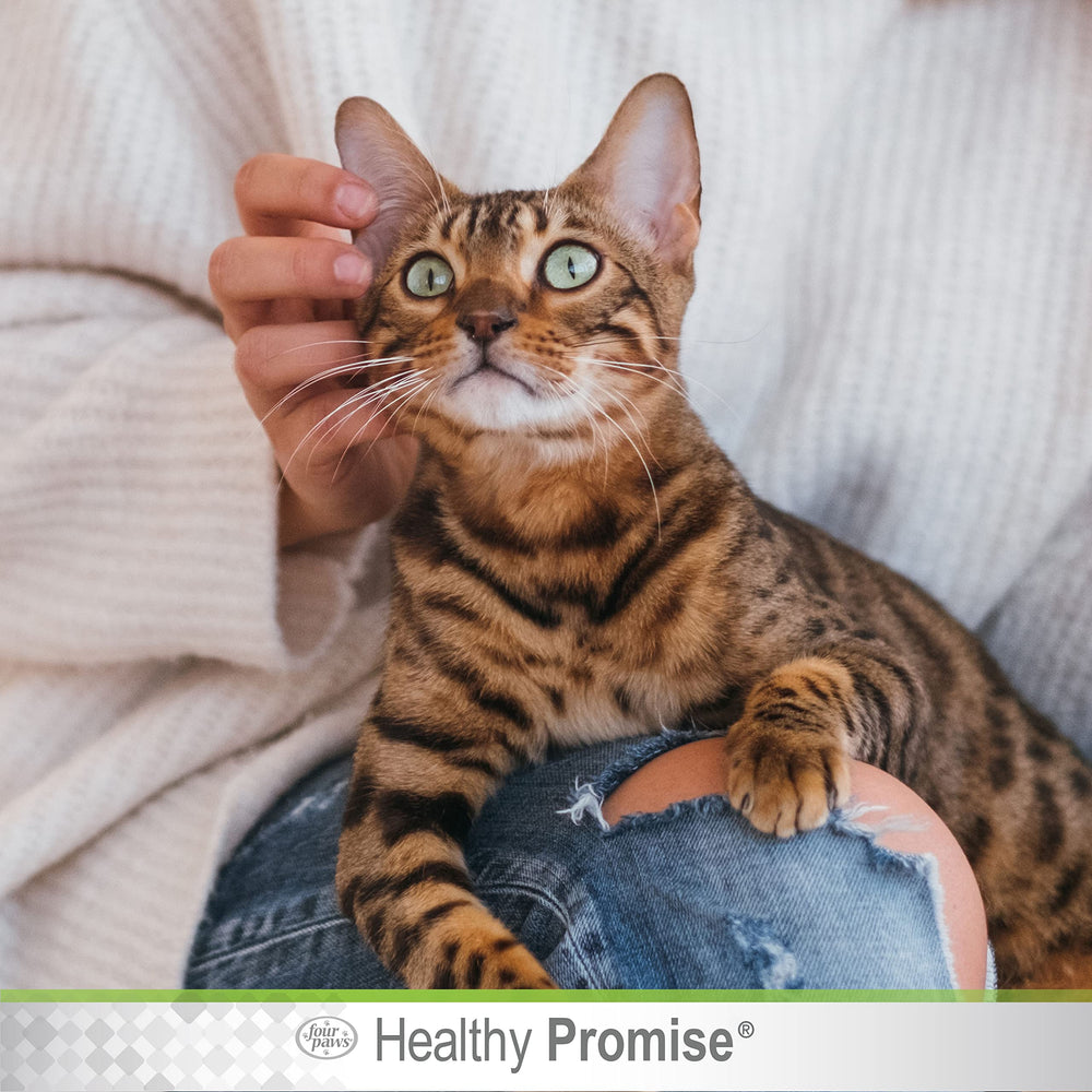 Four Paws Healthy Promise ear mite remedy label shows pyrethrins and piperonyl butoxide