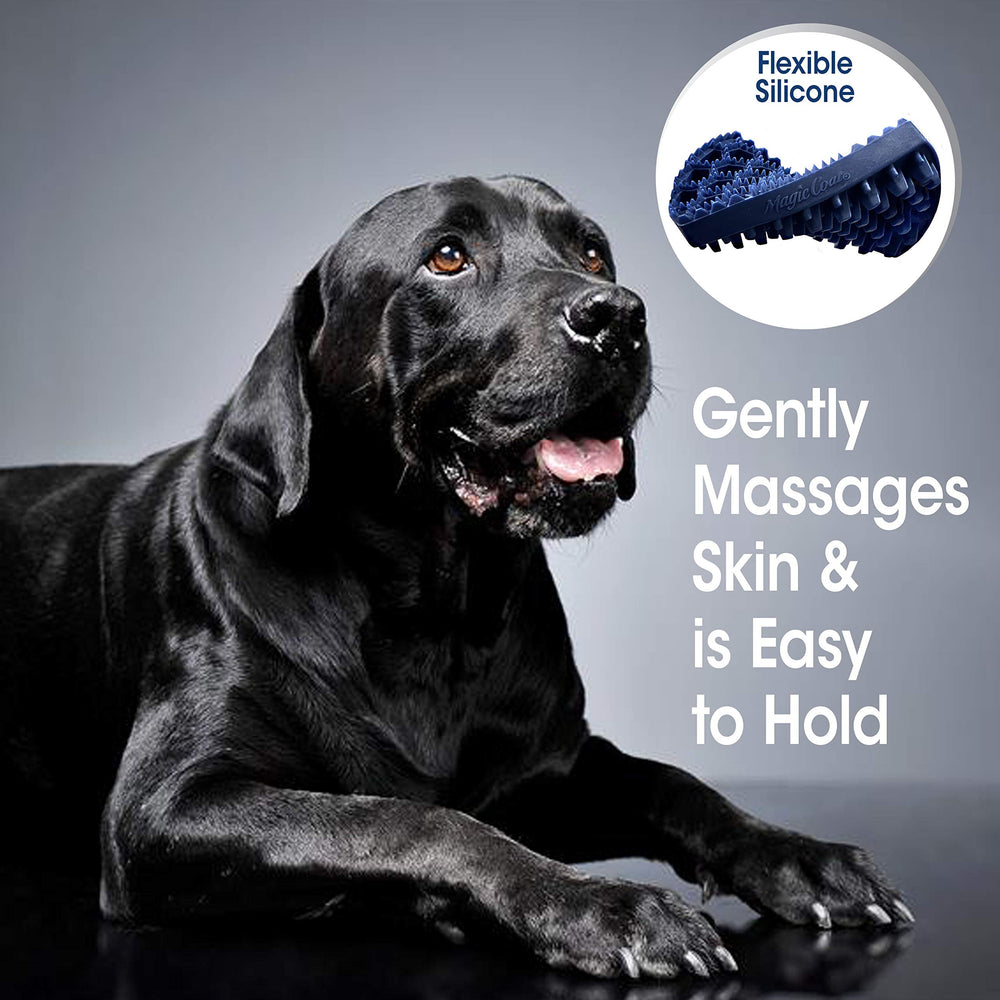 Four Paws Magic Coat brush shown during bath time for wet coat use