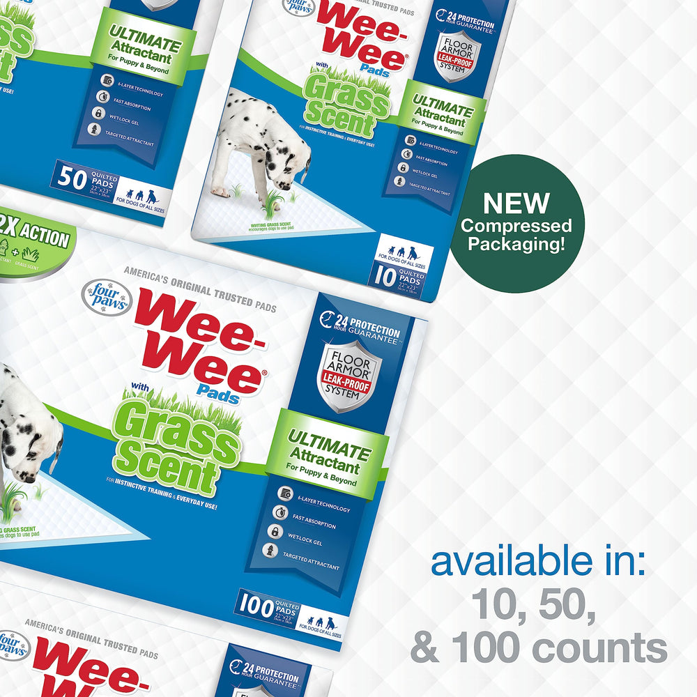 Four Paws Wee-Wee leak-proof bottom layer prevents moisture from reaching floors.