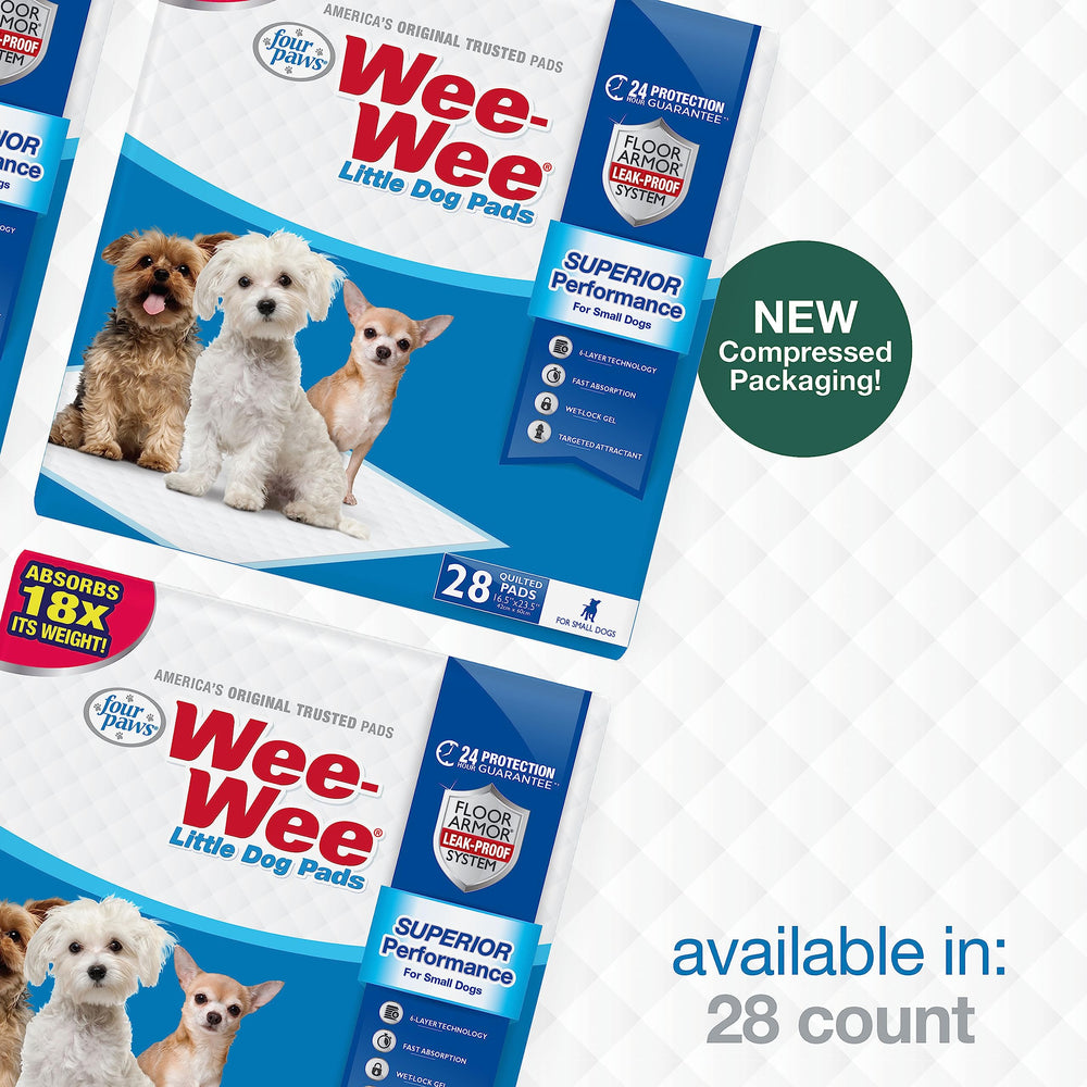 Four Paws Wee-Wee pad 28-count pack ready for ongoing use.
