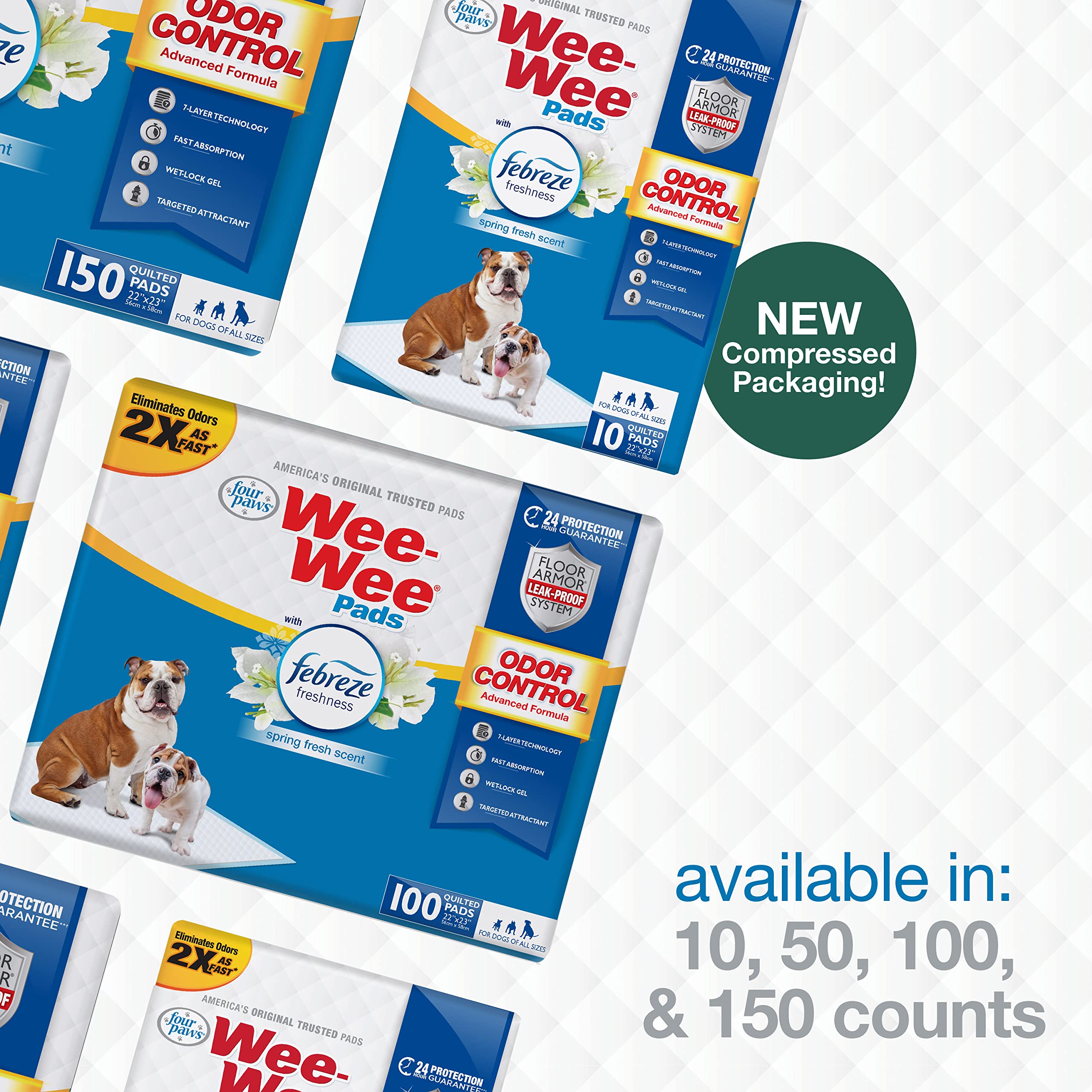 Four Paws Wee-Wee spring fresh scent keeps rooms smelling clean.