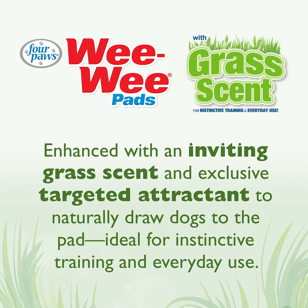 Four Paws Wee-Wee targeted attractant draws dogs to the pad during training sessions.