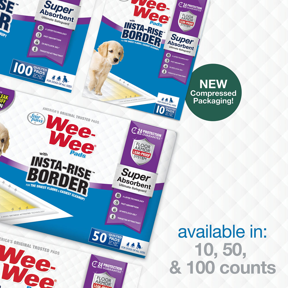 Four Paws Wee-Wee 22x23 inch pads offer ample training surface