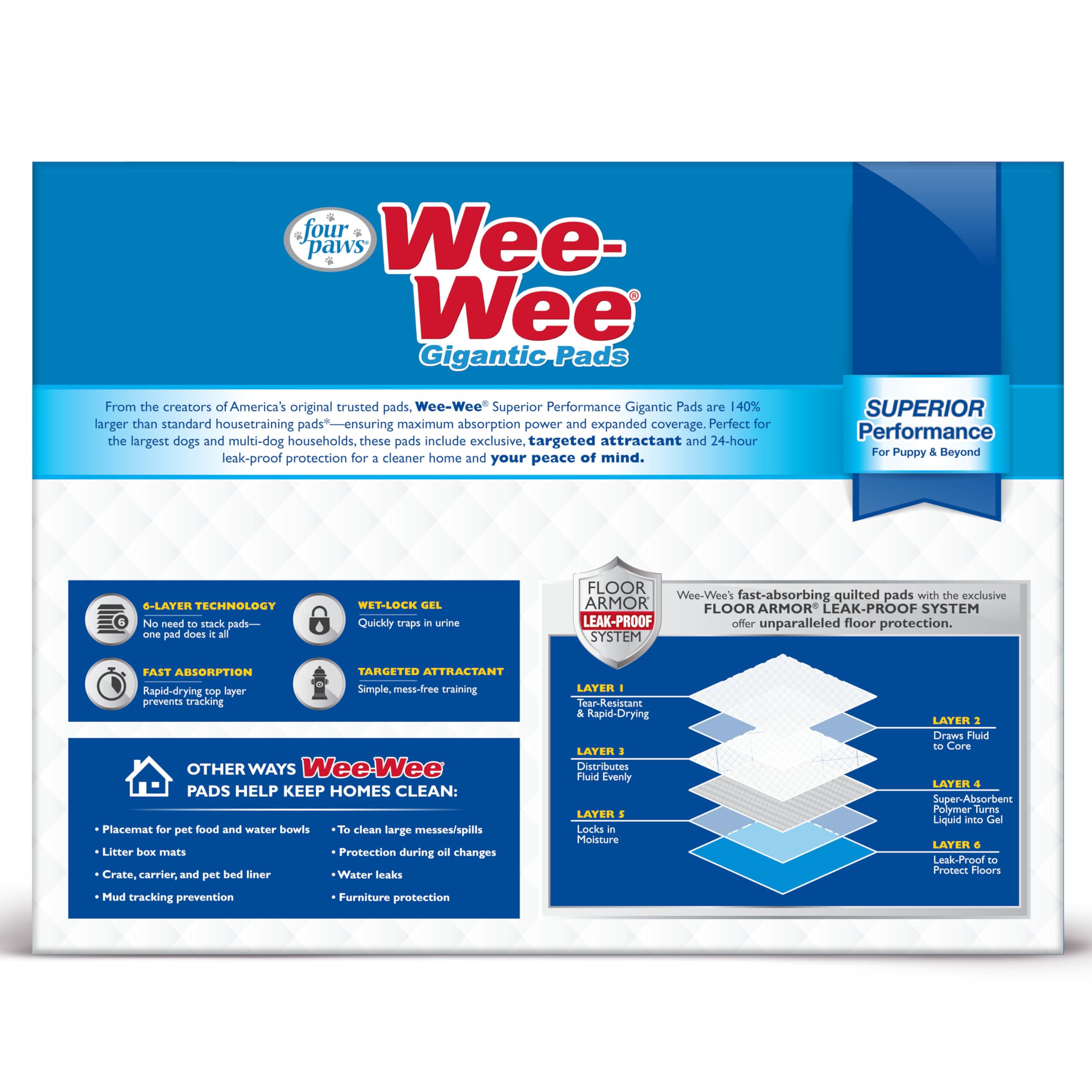 Four Paws Wee-Wee floor-armor 6-layer for reliable leak protection