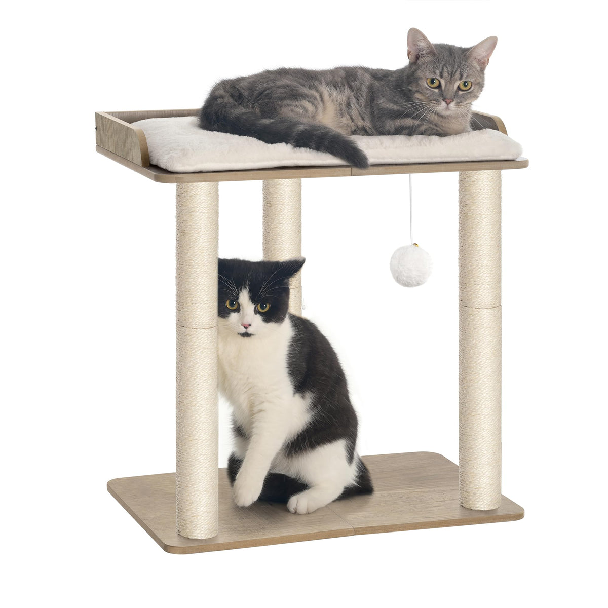 FourFurPets 22in cat tree tower greige with spacious lounging platform for cats