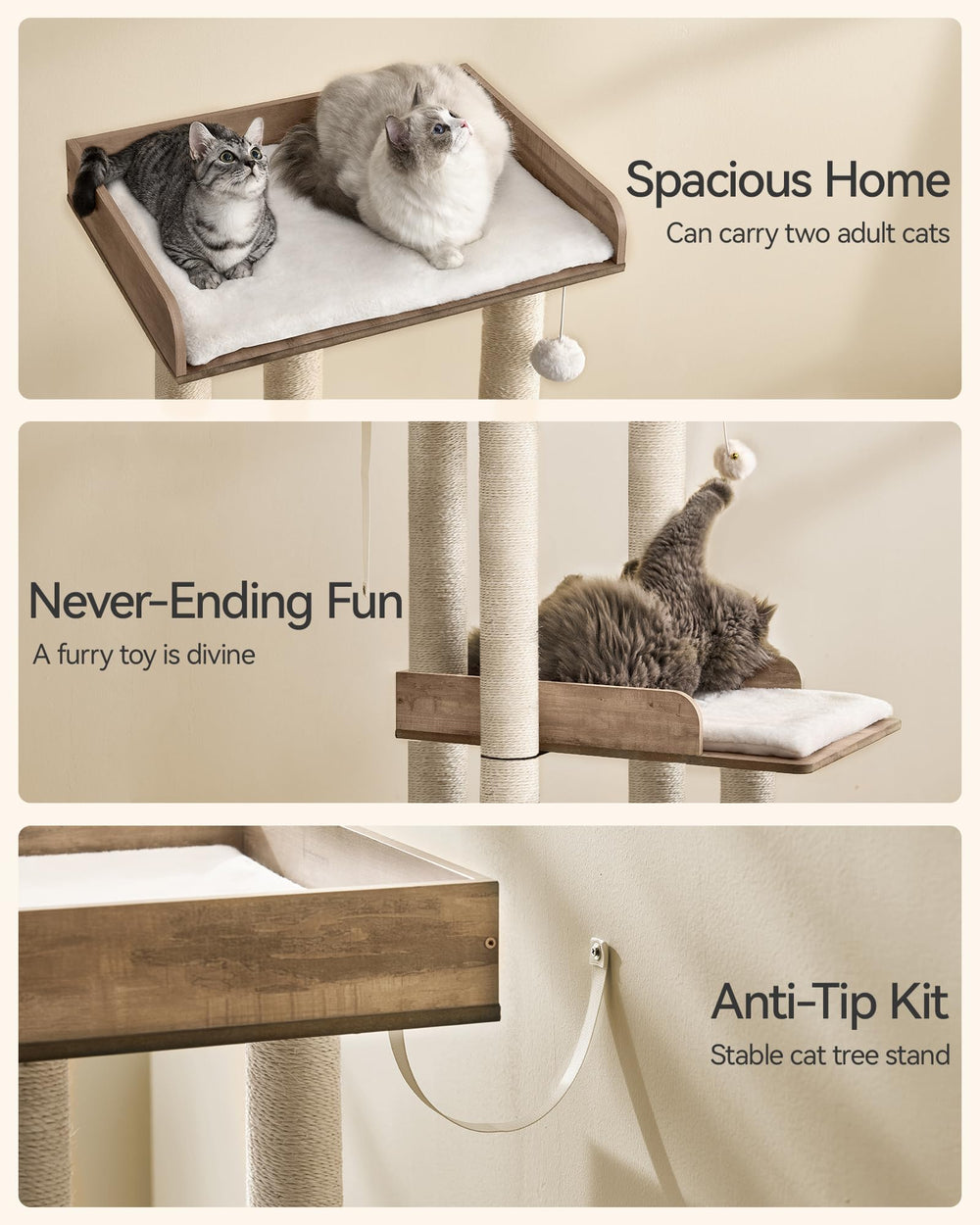FourFurPets greige modern cat tree design complements home decor.