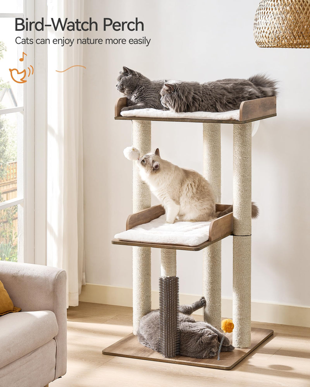 FourFurPets cat tree scratching posts invite scratching and climbing for cats.