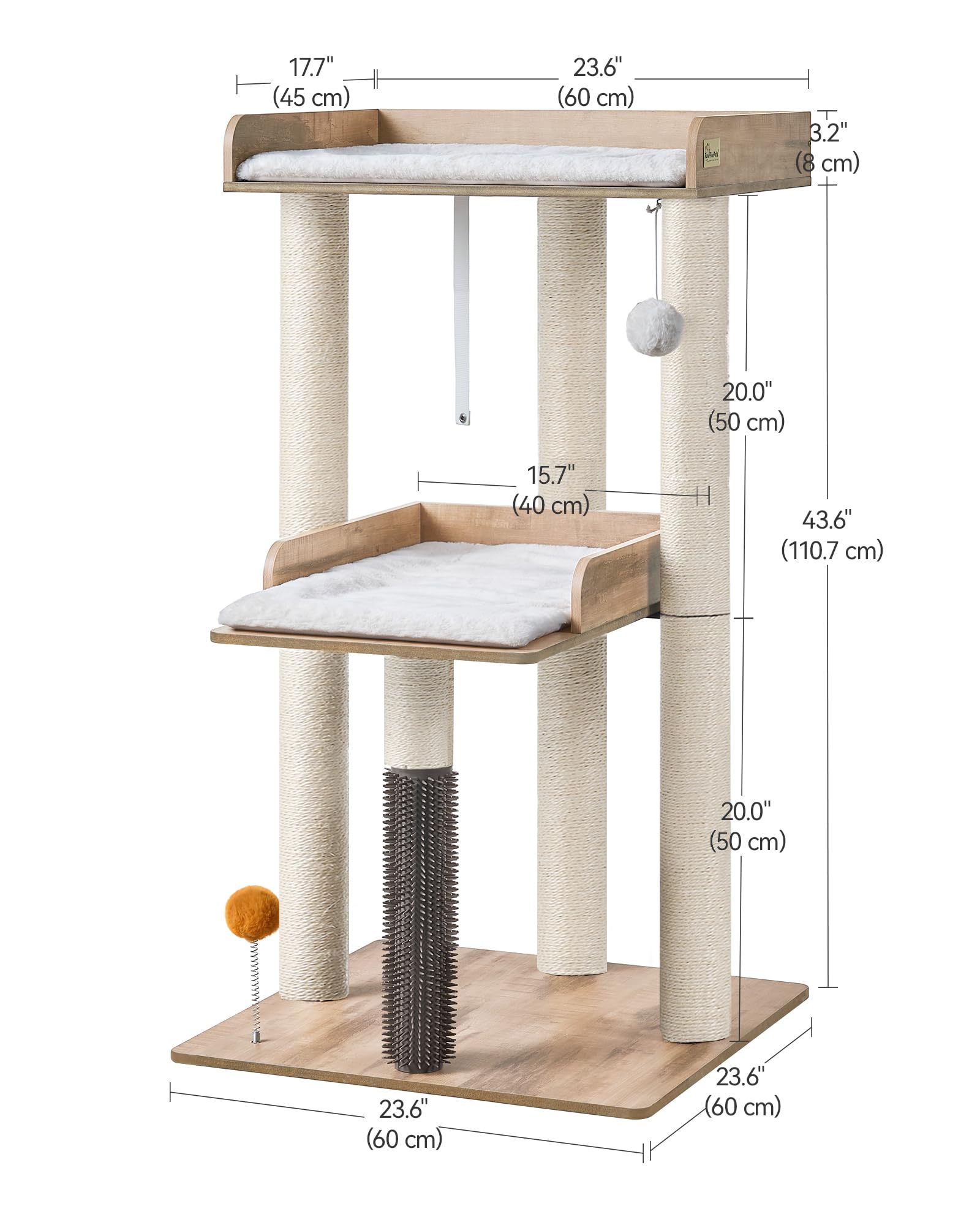 FourFurPets plush cushions provide soft, cozy resting spaces on the cat tree.