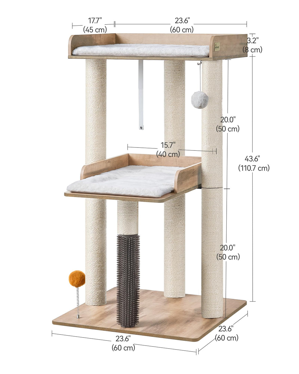 FourFurPets plush cushions provide soft, cozy resting spaces on the cat tree.