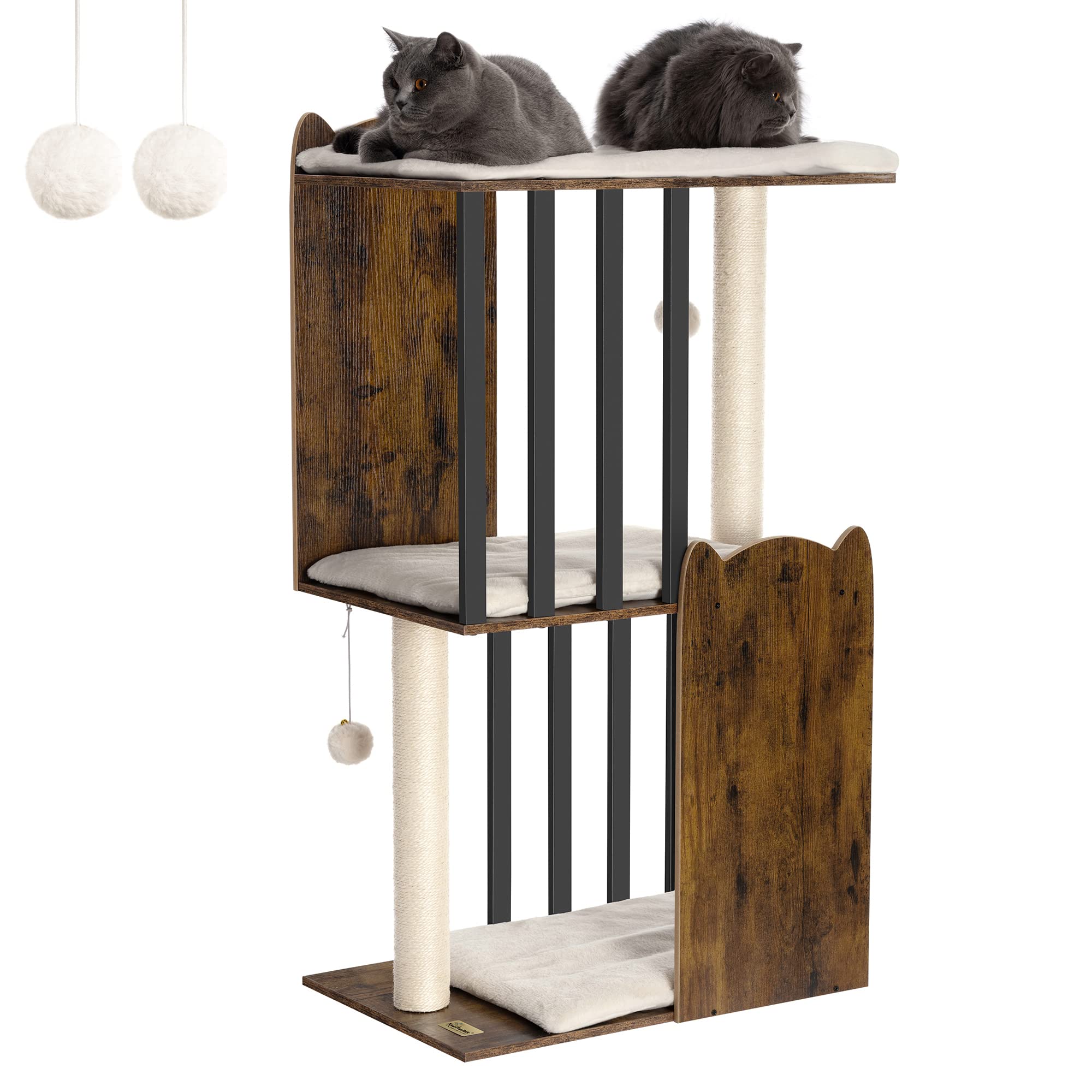 FourFurPets 43.8-inch cat tree top view offers a spacious perch for lounging.
