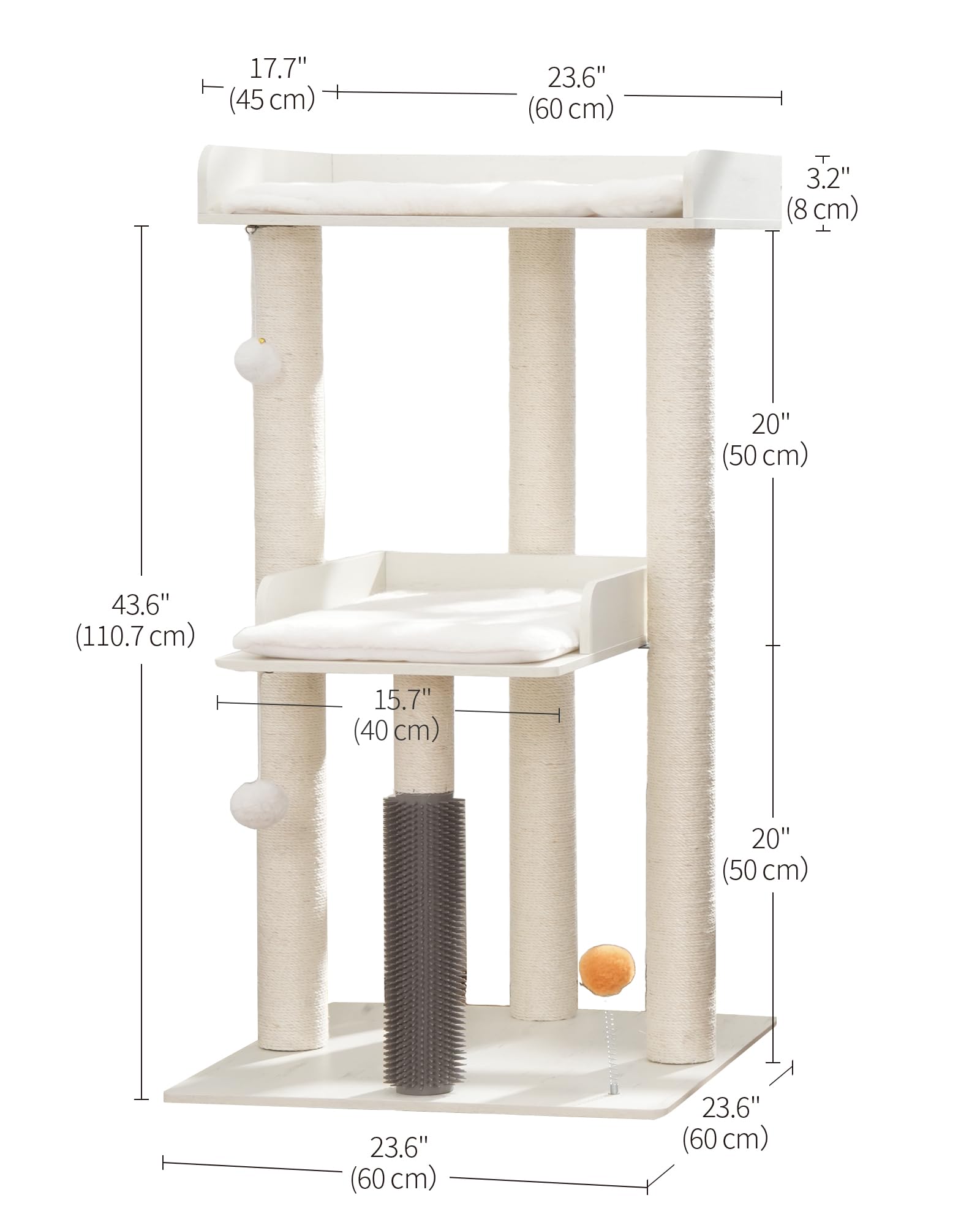 FourFurPets 437 cat tree self-groomer gives gentle massage and comfort